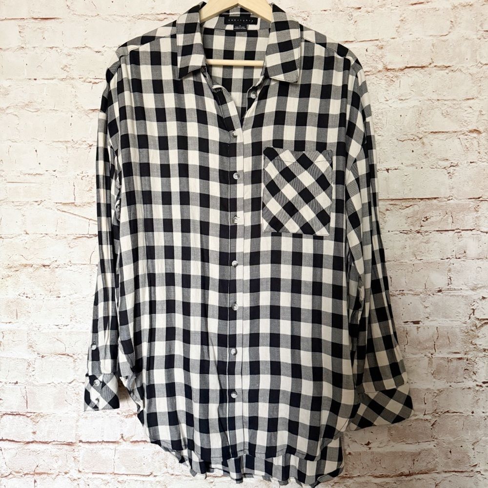 Sanctuary plaid button up tunic shirt